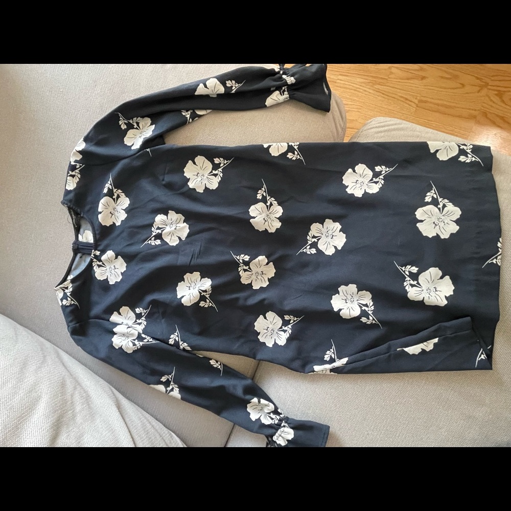 Banana Republic floral navy blue shift dress